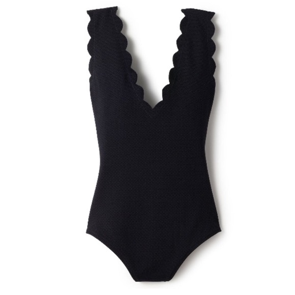 Scalloped Deep V-Neck One Piece SWIMSUIT Monokini - Picture 3 of 3